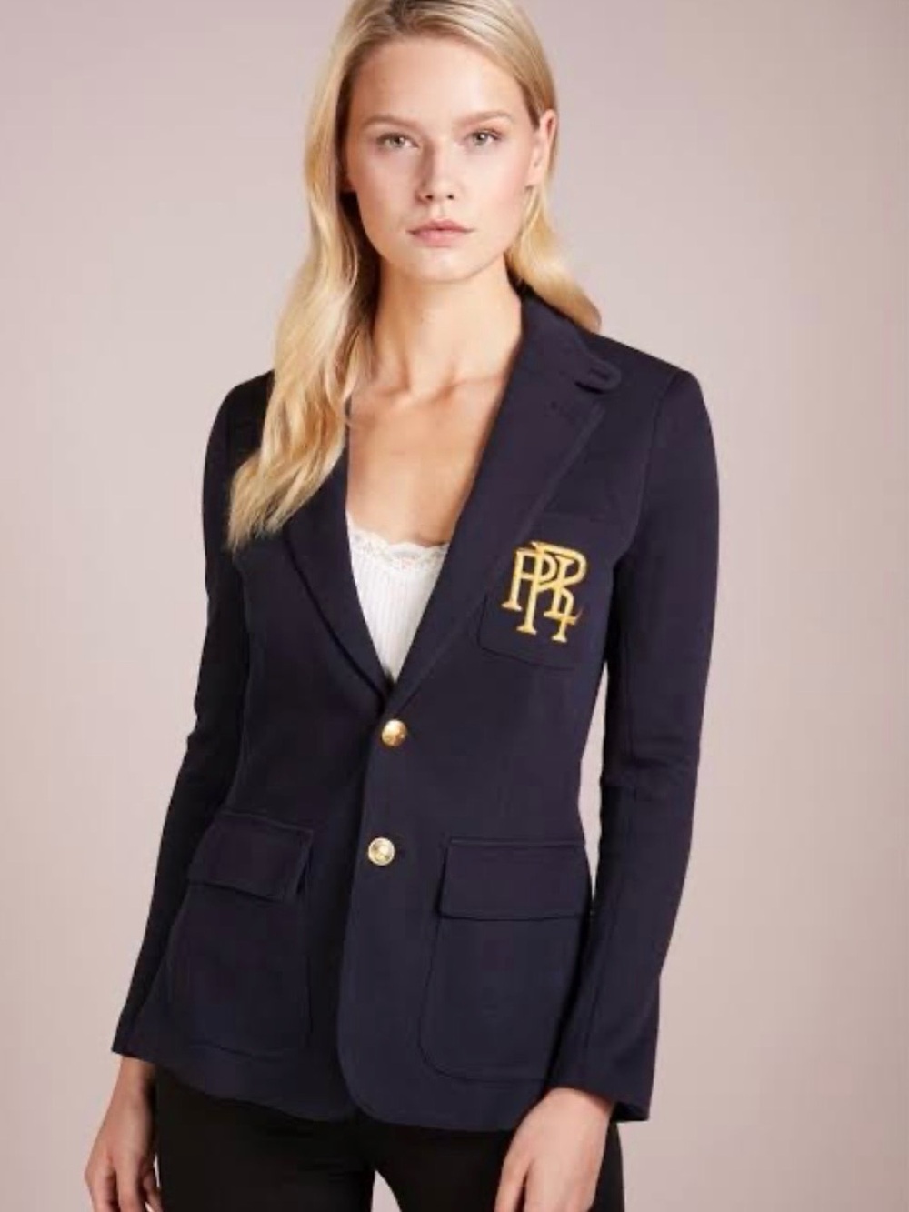 Polo Ralph Lauren Knit Cotton Navy Blazer Size 0